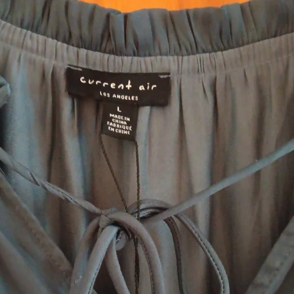 Cato Ruffled Tie Front Blue Blouse L NWT - Picture 2 of 4